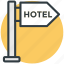 direction post, finger post, hotel direction, hotel guidepost, hotel signpost 