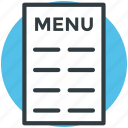 cuisine menu, food menu, menu, menu book, menu card