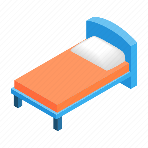 Bed, bedroom, furniture, hotel, isometric, pillow, sleep icon - Download on Iconfinder