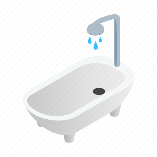Bath, bathroom, interior, isometric, room, shower, white icon - Download on Iconfinder