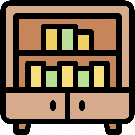 Bookshelf, book, bookcase, library, furniture, and, household icon - Download on Iconfinder