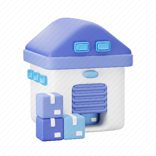 Warehouse, min, building, delivery, storage, storehouse, parcel 3D illustration - Download on Iconfinder