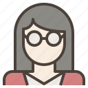 avatar, female, girl, glasses, nerd, wearing, woman