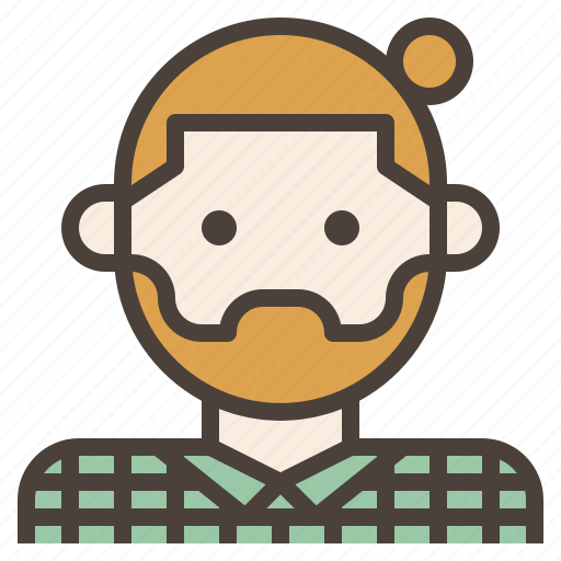 Beard, bun, facial, hair, hipster, man, plaid icon - Download on Iconfinder