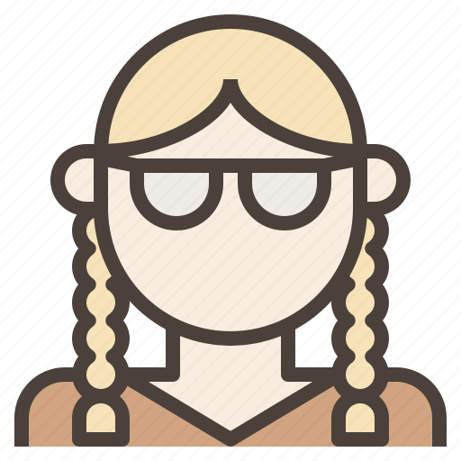 Avatar, braid, girl, glasses, pigtail, plait, woman icon - Download on Iconfinder