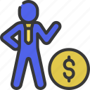 business, person, with, coin, people, stickman, money