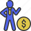 business, person, with, coin, people, stickman, money 