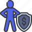 financial, protection, person, people, stickman, shield 