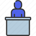 person, at, desk, people, stickman, working