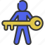person, holding, key, people, stickman, unlock 