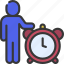 person, with, alarm, clock, people, stickman, time 
