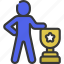 person, with, trophy, people, stickman, award 