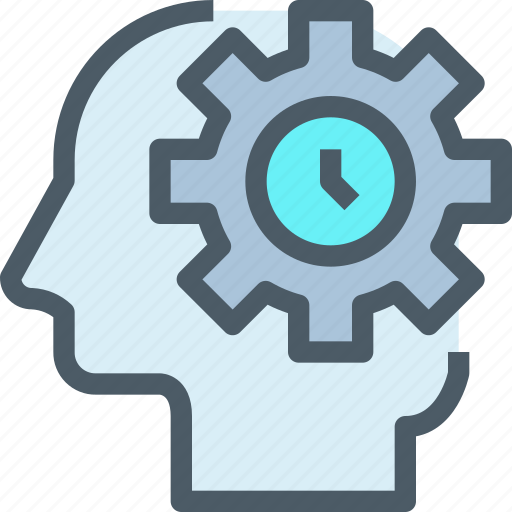 Gear, head, human, management, mind, thinking, time icon - Download on Iconfinder