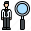 business, businessman, chosen, magnifying glass, people, recruitment, research 