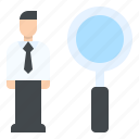 businessman, chosen, human, magnifying glass, people, recruitment, research