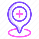 placeholder, pin, location, emergency, hospital, place, solidarity, clinic, map