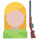 woman, rifle, gun, weapon, hunter, hunting