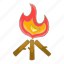 bonfire, campfire, cartoon, firewood, flame, hot, hunt 