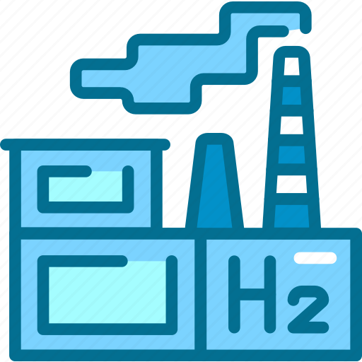 Factory, building, h2, hydrogen, energy icon - Download on Iconfinder