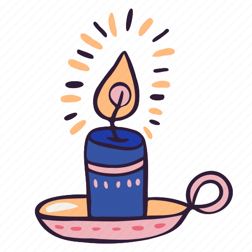 Candle, doodle, fire, hygge, light, night icon - Download on Iconfinder