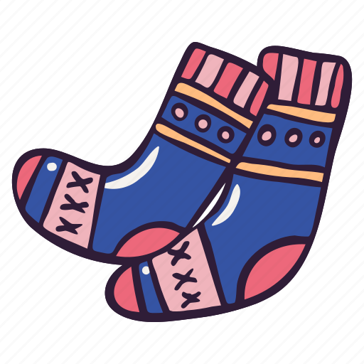 Clothes, doodle, hygge, knitted, socks, warm, winter icon