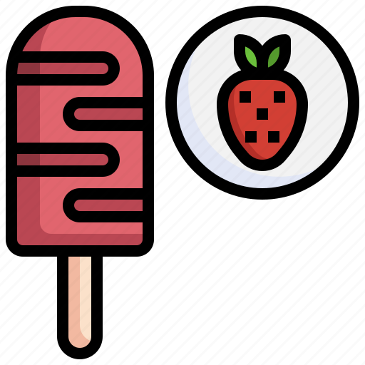Strawberry, ice, cream, taste, fruit, cup, stick icon - Download on Iconfinder