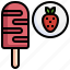 strawberry, ice, cream, taste, fruit, cup, stick, sweets 