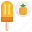 pineapple, ice, cream, taste, fruit, cup, stick, sweets 