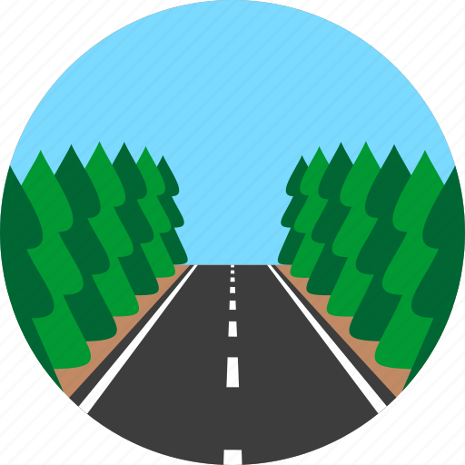 Asphalt, firtree, highway, horizon, road, way, wood icon - Download on Iconfinder