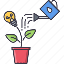 bulb, idea, leaf, sprout, startup, water, watering