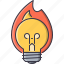 bonfire, bulb, creative, fire, hot, idea, light 