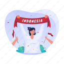 independence day, anniversary, celebration, national, holiday, scraf, banner, indonesian, festival