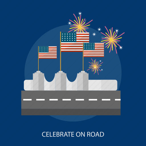 Celebrate, fireworks, flag, holiday, independence, road, usa icon - Download on Iconfinder