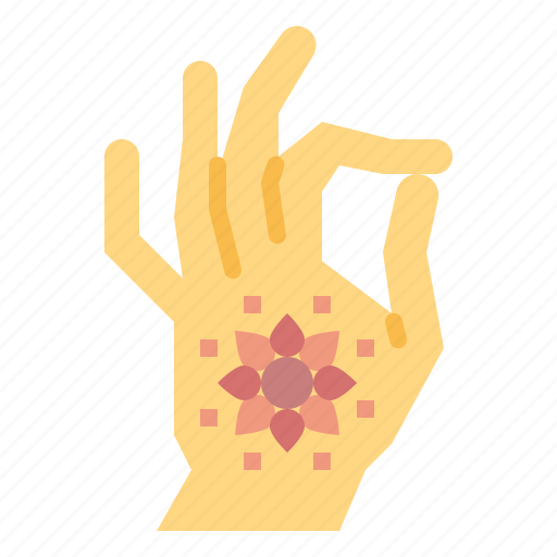 Hand, india, henna, oriental, hinduism icon - Download on Iconfinder