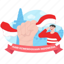 indonesias, independence, flag, national, nation, country, person, happy, man