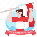 indonesian, independence, woman, character, people, flag, happy, nation, national