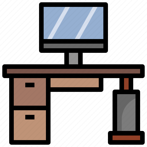 Computer, desk, workplace, furniture, household, table, office icon - Download on Iconfinder