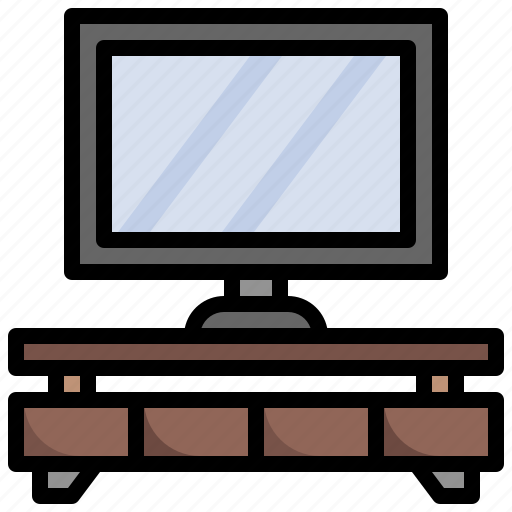 Tv, bench, furniture, household, electronics, technology icon - Download on Iconfinder