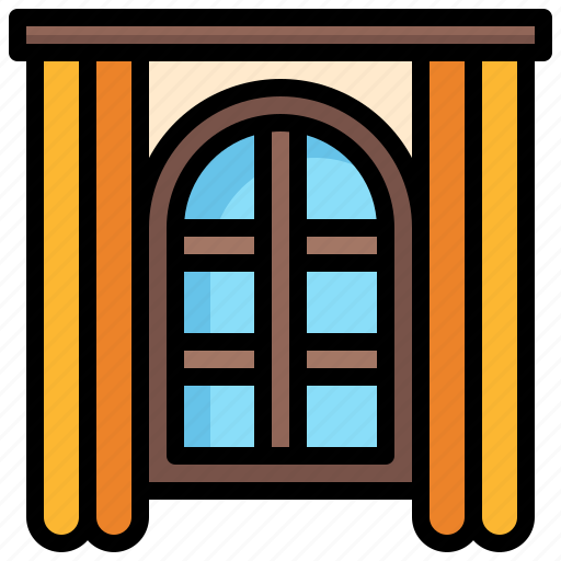 Window, curtains, interior, decoration, furniture, household, house icon - Download on Iconfinder