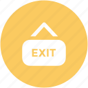 direction arrow, exit, exit hotel, hanging board, information board, outside