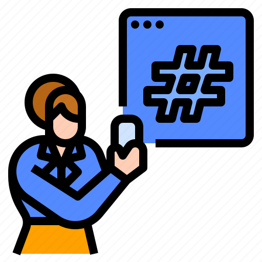 Hashtag, keyword, search, trending, woman icon - Download on Iconfinder