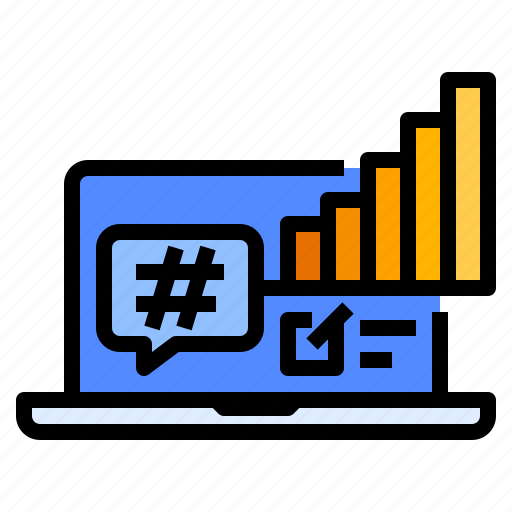 Hashtag, laptop, statistic, topic, trending icon - Download on Iconfinder