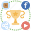 contest, medal, megaphone, social, trophy 