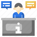 information, desk, user, reception