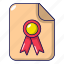 award, cartoon, certificate, diploma, object, paper, seal 