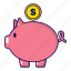 bank, business, cartoon, investment, money, object, pig 