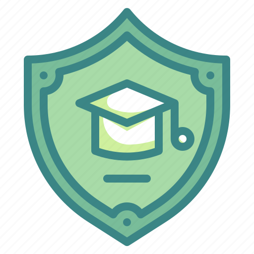 Mortarboard, shield, education, academy, university icon - Download on Iconfinder