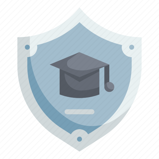 Mortarboard, shield, education, academy, university icon - Download on Iconfinder