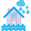 flooded, house, waves, water, tick 