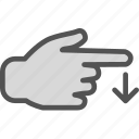 arrow, direction, down, gesture, hand, swipe